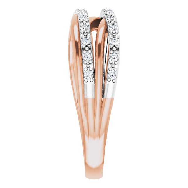 14K Gold Round Natural Diamond Criss-Cross Ring No. 21 - view 4