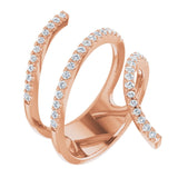 14K Gold Round Natural Diamond Spiral Wrap Ring - Rose Gold