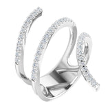 14K Gold Round Natural Diamond Spiral Wrap Ring - White Gold