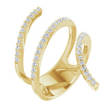 14K Gold Round Natural Diamond Spiral Wrap Ring - Yellow Gold
