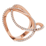 14K Gold Round Natural Diamond Interlocking Ring II - Rose Gold