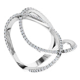 14K Gold Round Natural Diamond Interlocking Ring II - White Gold