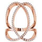 14K Gold Round Natural Diamond Interlocking Ring II - Rose Gold - view 3