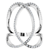 14K Gold Round Natural Diamond Interlocking Ring II - White Gold - view 3