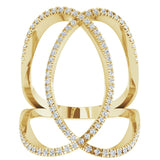 14K Gold Round Natural Diamond Interlocking Ring II - Yellow Gold - view 3