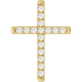 14K Gold Round Natural Diamond French-Set Cross Necklace or Pendant - Yellow Gold