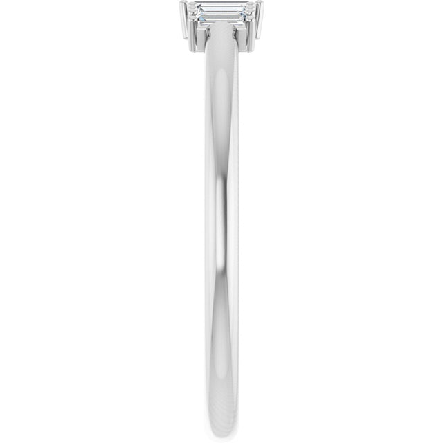 Platinum Straight Baguette Natural Diamond Stackable Ring – 3.25x1.25mm - view 4