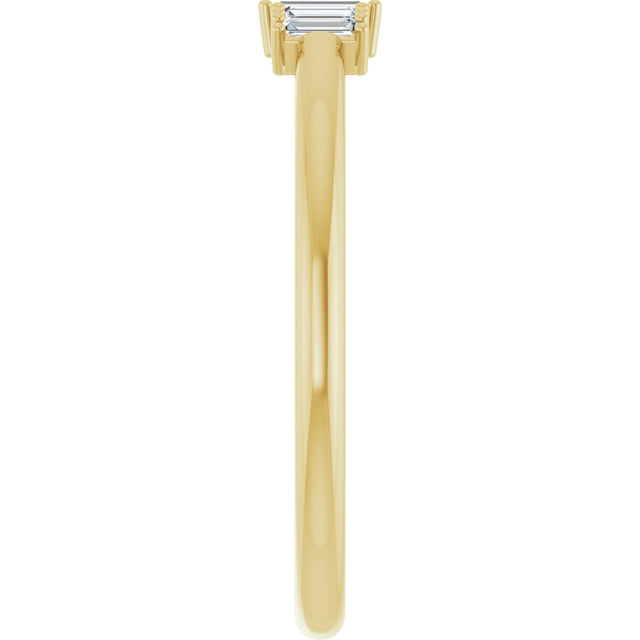 14K Gold Straight Baguette Natural Diamond Stackable Ring – 3.25x1.25mm - Yellow Gold - view 4