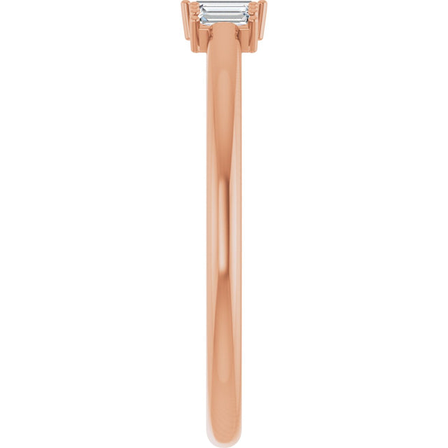 14K Gold Straight Baguette Natural Diamond Stackable Ring – 3.25x1.25mm - Rose Gold - view 4