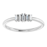 Platinum Straight Baguette Natural Diamond Stackable Ring – 3.25x1.25mm - view 3