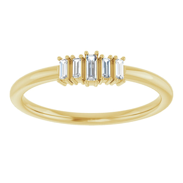 14K Gold Straight Baguette Natural Diamond Stackable Ring – 3.25x1.25mm - Yellow Gold - view 3