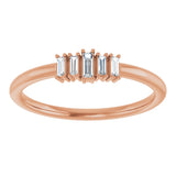 14K Gold Straight Baguette Natural Diamond Stackable Ring – 3.25x1.25mm - Rose Gold - view 3