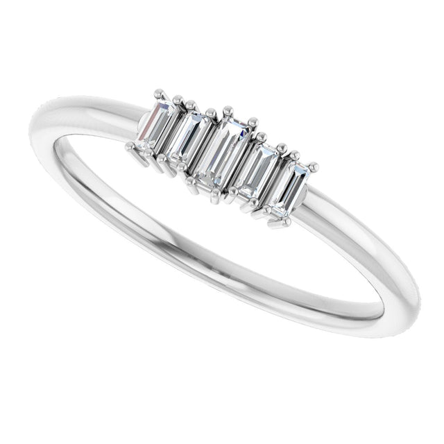 Platinum Straight Baguette Natural Diamond Stackable Ring – 3.25x1.25mm - view 5