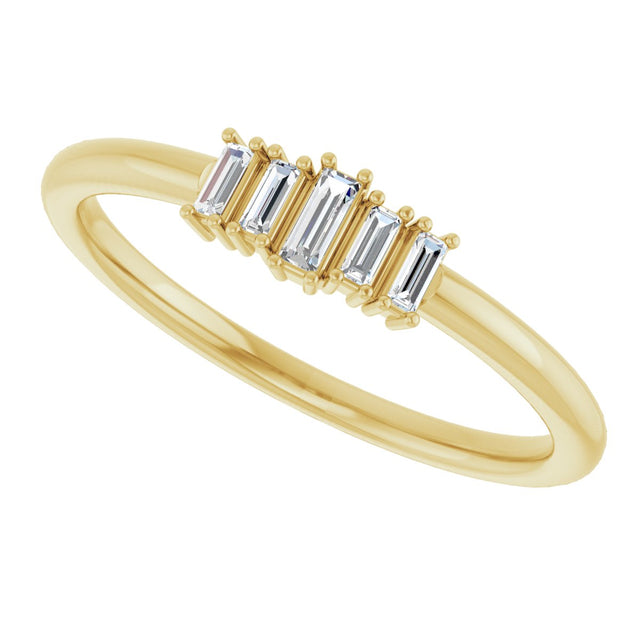 14K Gold Straight Baguette Natural Diamond Stackable Ring – 3.25x1.25mm - Yellow Gold - view 5