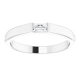 Platinum Straight Baguette Natural Diamond Stackable Ring - view 3