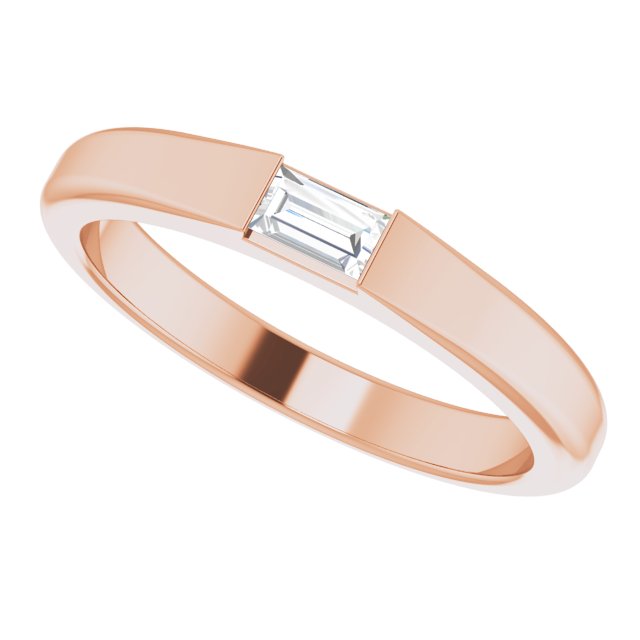 14K Gold Straight Baguette Natural Diamond Stackable Ring - Rose Gold - view 5