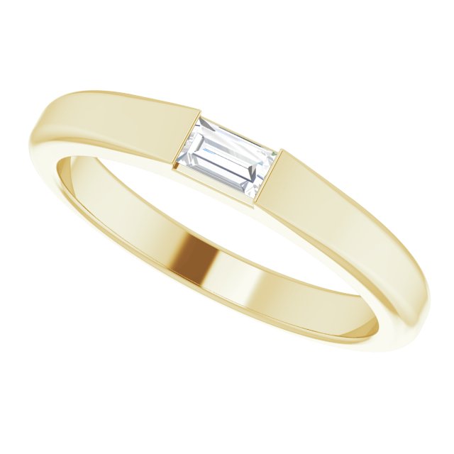 14K Gold Straight Baguette Natural Diamond Stackable Ring - Yellow Gold - view 5