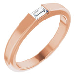 14K Gold Straight Baguette Natural Diamond Stackable Ring - Rose Gold