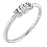 14K Gold Straight Baguette Natural Diamond Stackable Ring – 3.25x1.25mm - White Gold