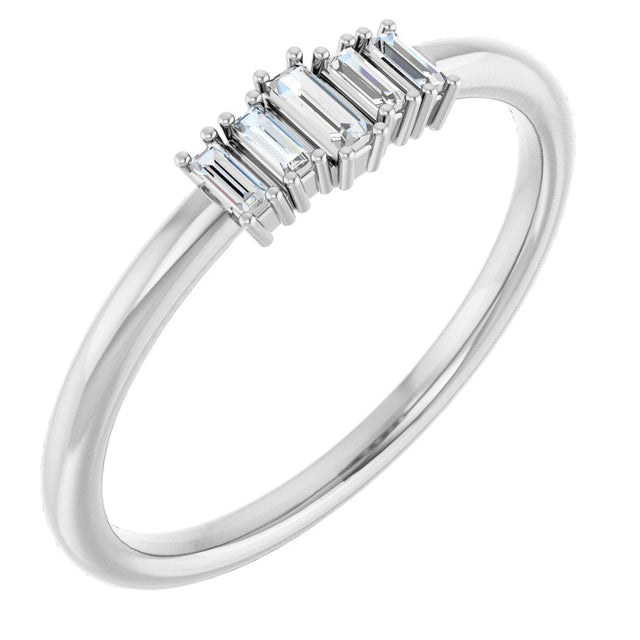 14K Gold Straight Baguette Natural Diamond Stackable Ring – 3.25x1.25mm - White Gold