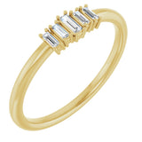 14K Gold Straight Baguette Natural Diamond Stackable Ring – 3.25x1.25mm - Yellow Gold