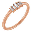 14K Gold Straight Baguette Natural Diamond Stackable Ring – 3.25x1.25mm - Rose Gold