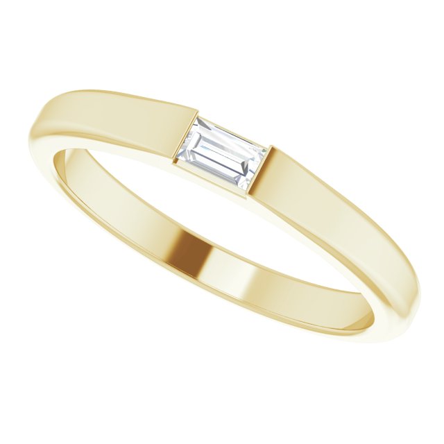 14K Gold Straight Baguette Natural Diamond Stackable Ring - Yellow Gold - view 5