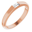 14K Gold Straight Baguette Natural Diamond Stackable Ring - Rose Gold