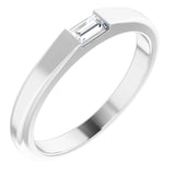 14K Gold Straight Baguette Natural Diamond Stackable Ring - White Gold