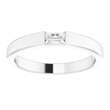 Platinum Straight Baguette Natural Diamond Stackable Ring - view 3