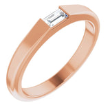 14K Gold Straight Baguette Natural Diamond Stackable Ring - Rose Gold