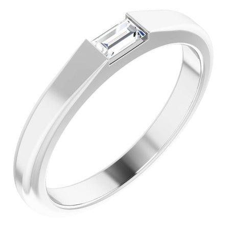 Platinum Straight Baguette Natural Diamond Stackable Ring