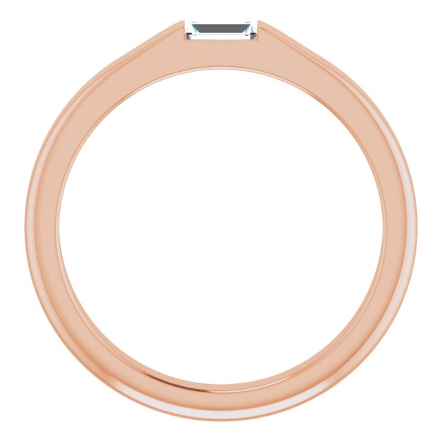 14K Gold Straight Baguette Natural Diamond Stackable Ring - Rose Gold - view 2