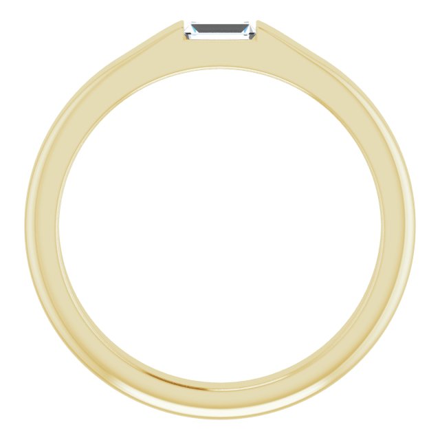 14K Gold Straight Baguette Natural Diamond Stackable Ring - Yellow Gold - view 2