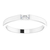 Platinum Straight Baguette Natural Diamond Stackable Ring - view 3