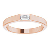 14K Gold Straight Baguette Natural Diamond Stackable Ring - Rose Gold - view 3