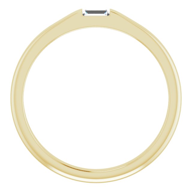 14K Gold Straight Baguette Natural Diamond Stackable Ring - Yellow Gold - view 2