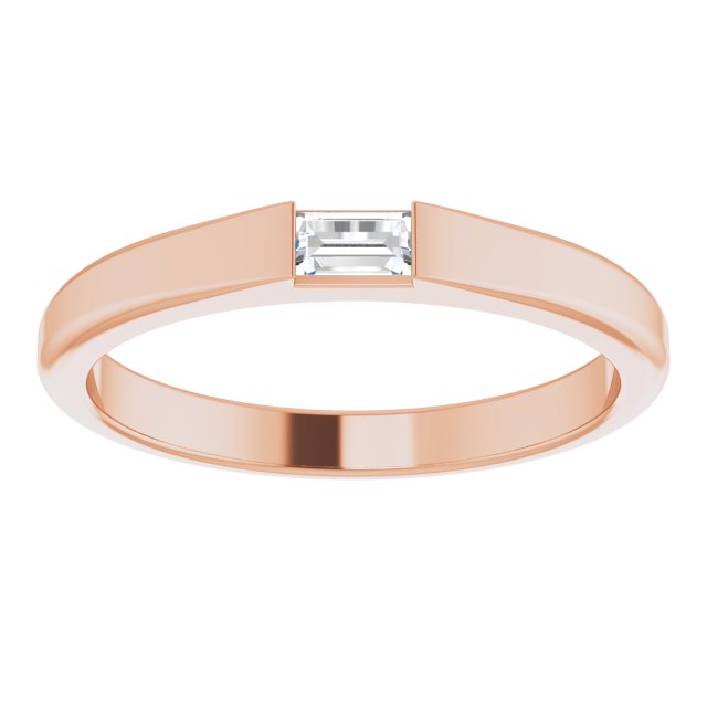 14K Gold Straight Baguette Natural Diamond Stackable Ring - Rose Gold - view 3