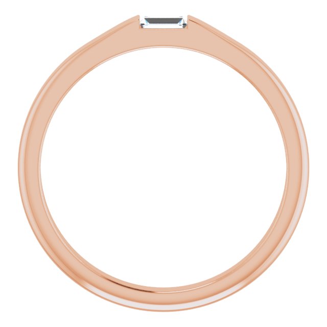 14K Gold Straight Baguette Natural Diamond Stackable Ring - Rose Gold - view 2