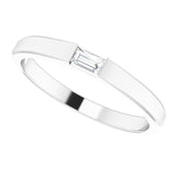 Platinum Straight Baguette Natural Diamond Stackable Ring - view 5