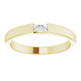 14K Gold Straight Baguette Natural Diamond Stackable Ring - Yellow Gold - view 3