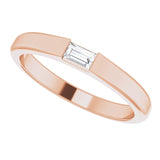 14K Gold Straight Baguette Natural Diamond Stackable Ring - Rose Gold - view 5