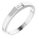 Platinum Straight Baguette Natural Diamond Stackable Ring