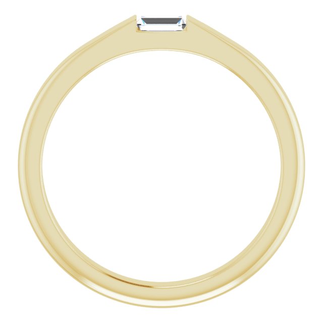 14K Gold Straight Baguette Natural Diamond Stackable Ring - Yellow Gold - view 2