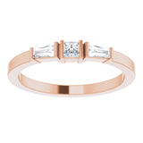 14K Gold Square Natural Diamond Accented Stackable Ring - Rose Gold - view 3