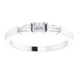 Platinum Square Natural Diamond Accented Stackable Ring - view 3