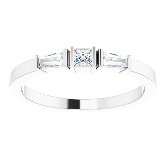 Platinum Square Natural Diamond Accented Stackable Ring - view 3