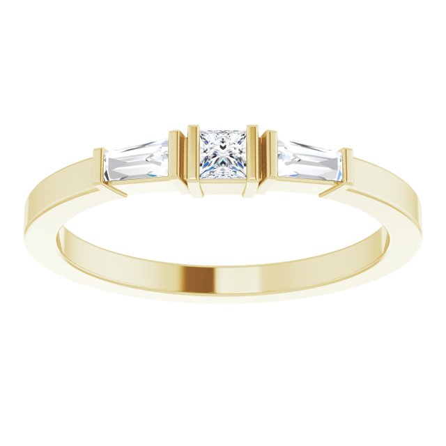 14K Gold Square Natural Diamond Accented Stackable Ring - Yellow Gold - view 3