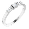Platinum Square Natural Diamond Accented Stackable Ring