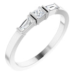 14K Gold Square Natural Diamond Accented Stackable Ring - White Gold